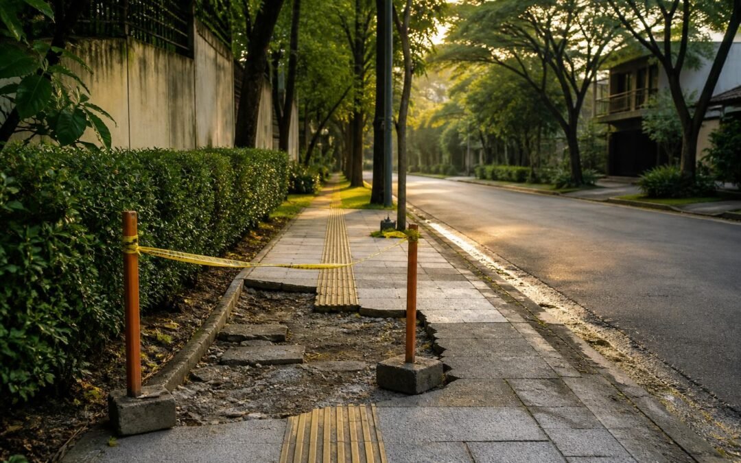 Vecinos reportan andén inconcluso y dificultades de acceso